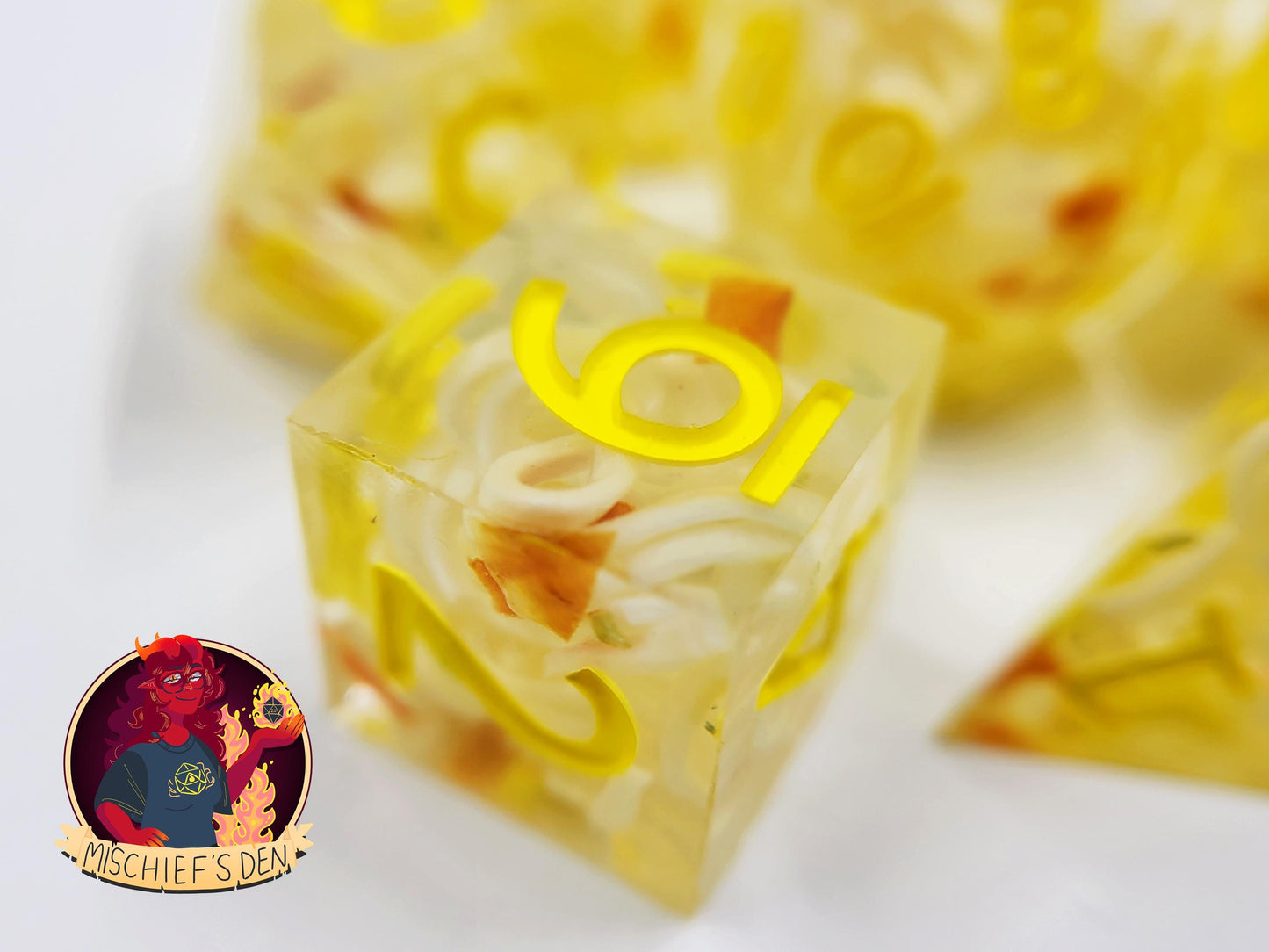 Handmade "Roll for Ramen" Full Dice Set
