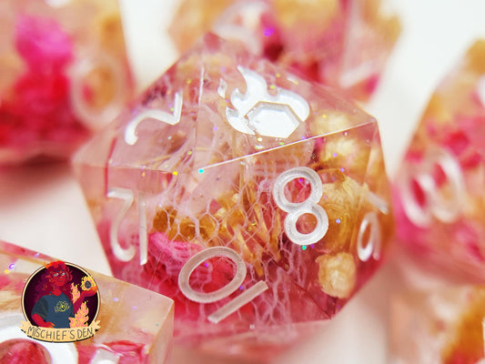 Handmade "Love's Last Bloom" Full Dice Set