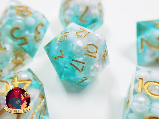 Handmade "Starlit Ocean Dreams" Full Dice Set