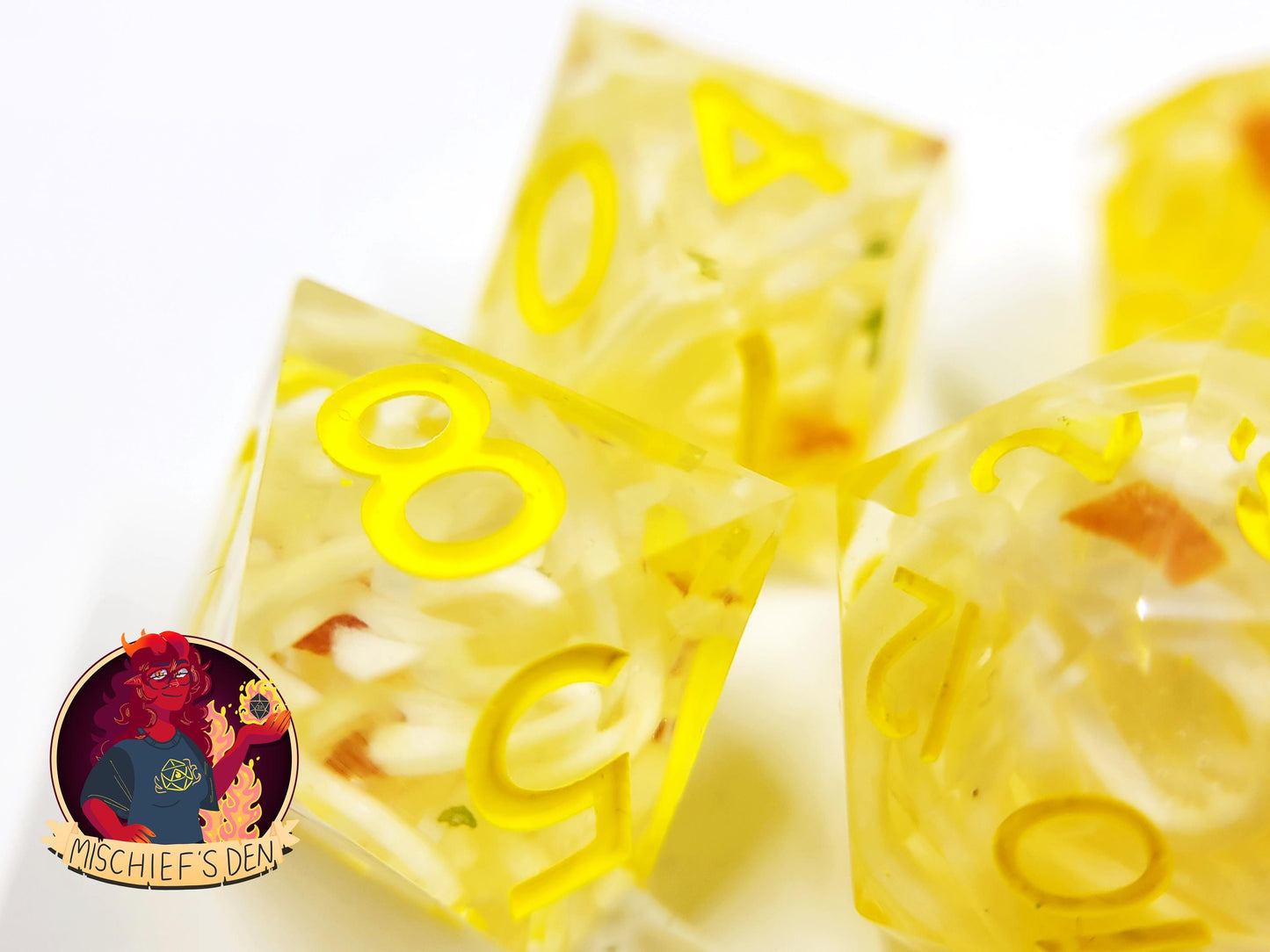 Handmade "Roll for Ramen" Full Dice Set