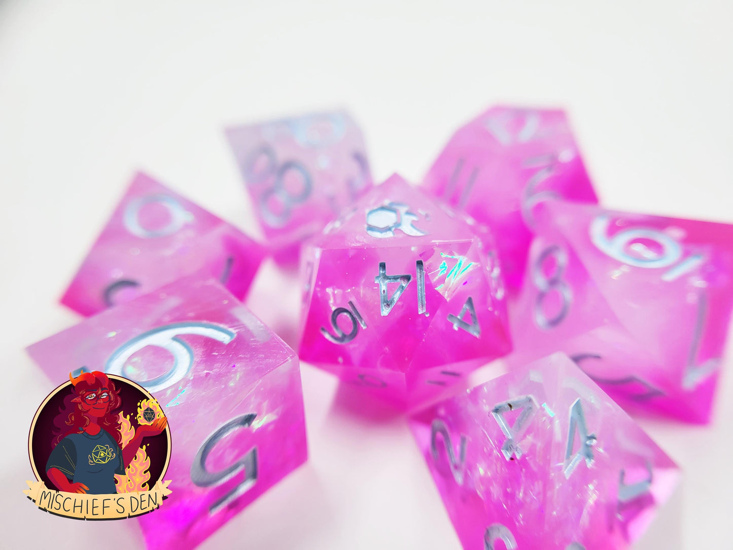 Handmade "Prismatic Pixie Dust" Full Dice Set