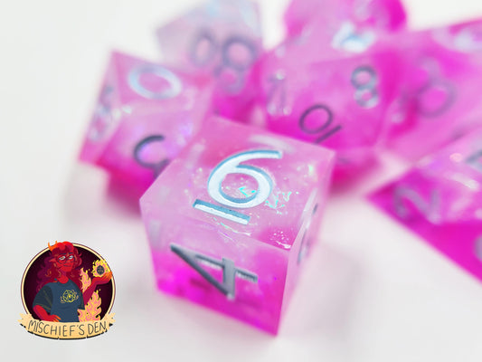Handmade "Prismatic Pixie Dust" Full Dice Set