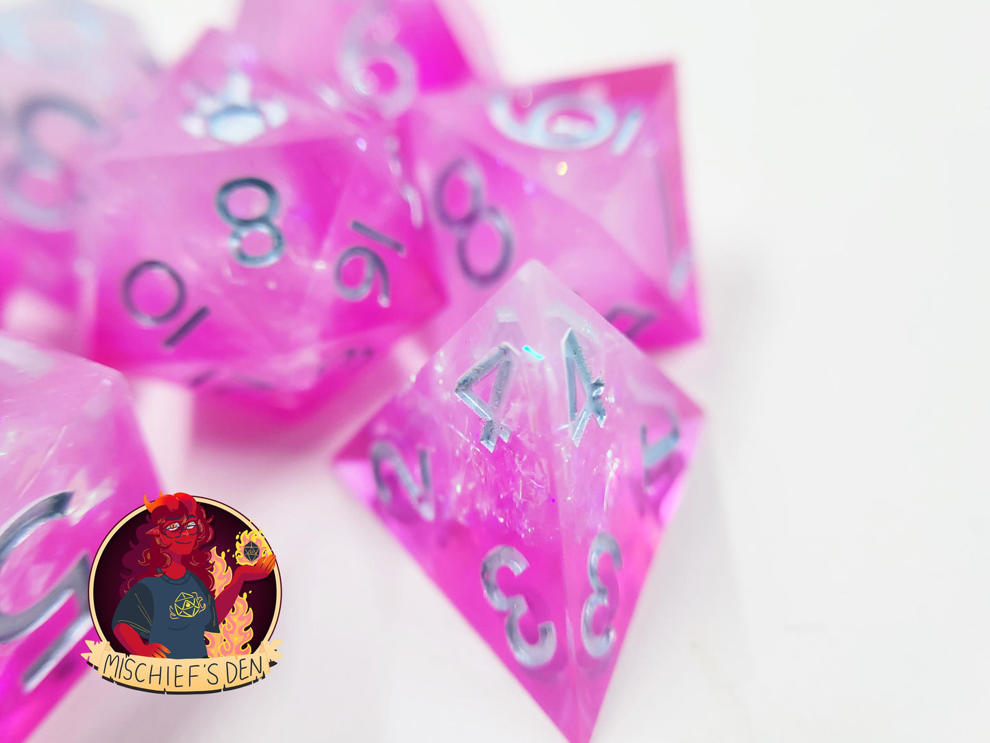 Handmade "Prismatic Pixie Dust" Full Dice Set