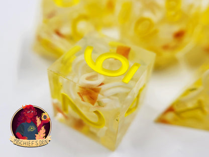 Handmade "Roll for Ramen" Full Dice Set