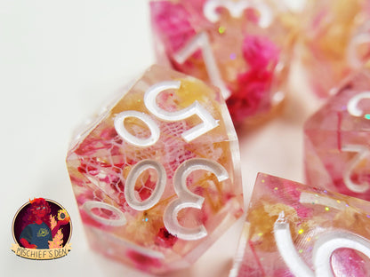Handmade "Love's Last Bloom" Full Dice Set