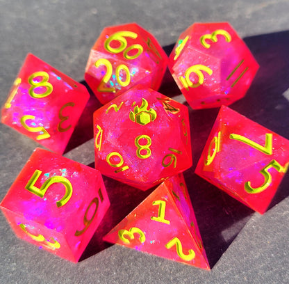 Handmade "Every Rose Has Its Thorns" Full Dice Set