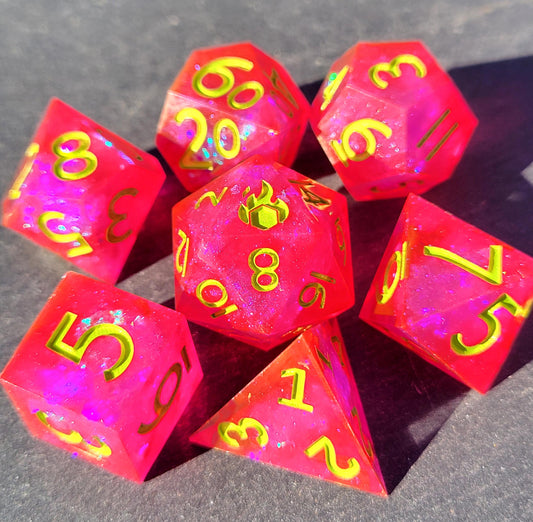 Handmade "Every Rose Has Its Thorns" Full Dice Set