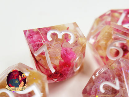 Handmade "Love's Last Bloom" Full Dice Set