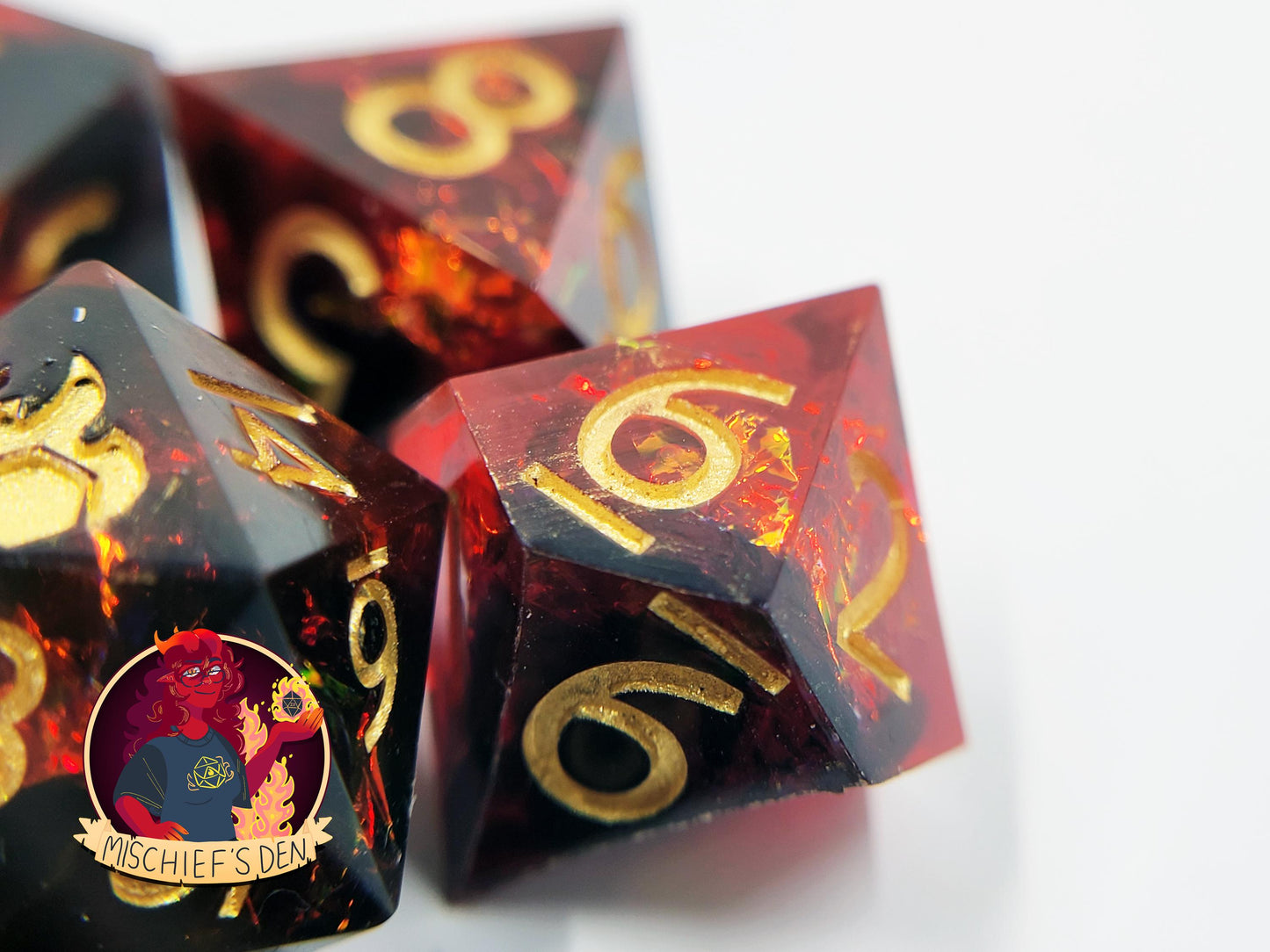 Handmade "Fires of Mordor" Full Dice Set