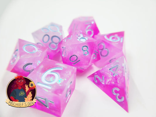 Handmade "Prismatic Pixie Dust" Full Dice Set