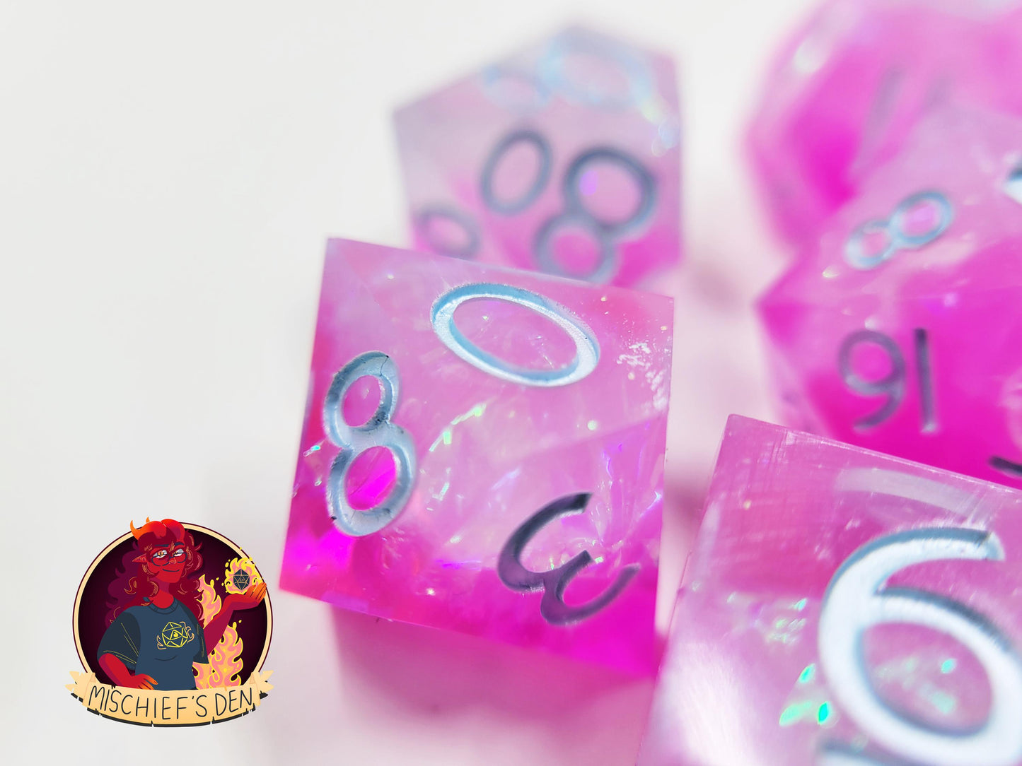 Handmade "Prismatic Pixie Dust" Full Dice Set
