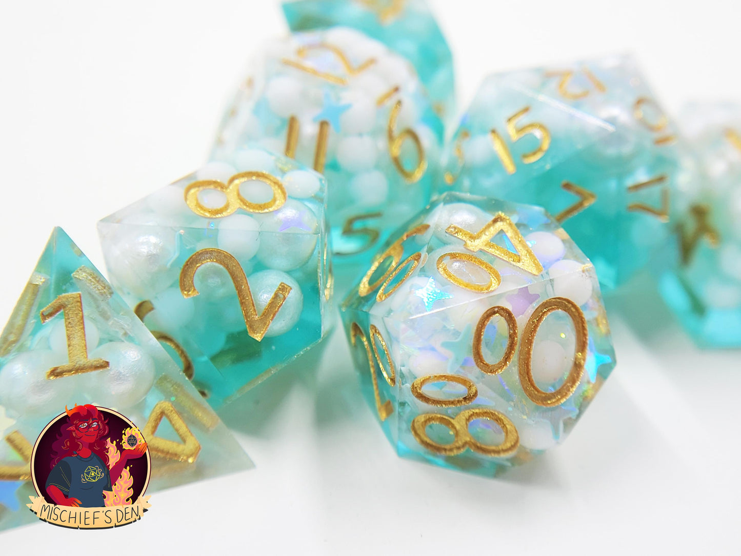 Handmade "Starlit Ocean Dreams" Full Dice Set
