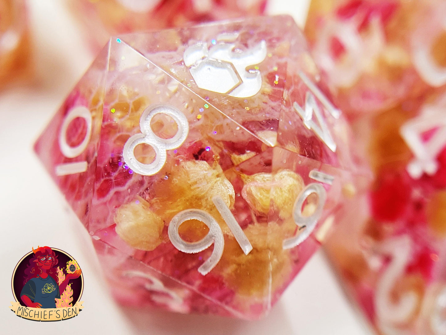 Handmade "Love's Last Bloom" Full Dice Set