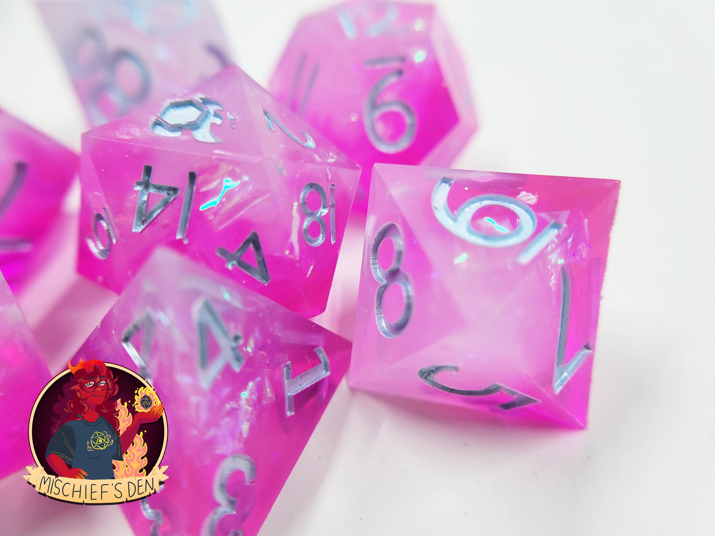 Handmade "Prismatic Pixie Dust" Full Dice Set